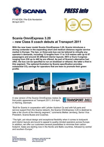 Scania OmniExpress 3.20 – new Class II coach debuts at Transport ...