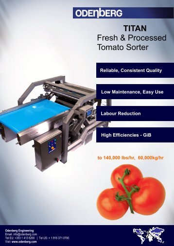 TITAN Fresh & Processed Tomato Sorter - Odenberg