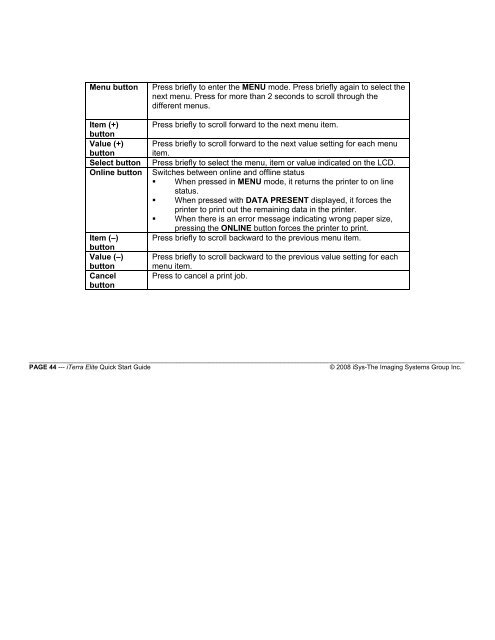 iTerra Elite Quick Start Guide - The Imaging Systems Group Inc.