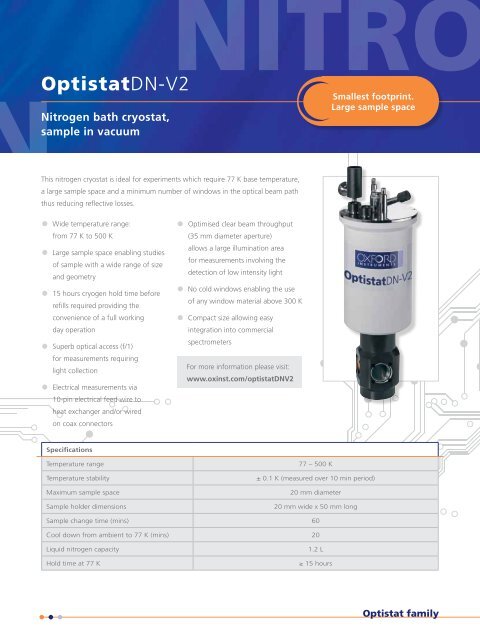 Optistat range product guide - Oxford Instruments