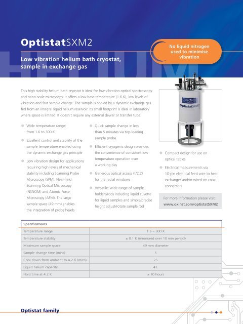 Optistat range product guide - Oxford Instruments