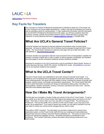Key Facts for Travelers What Are UCLA's General Travel Policies ...