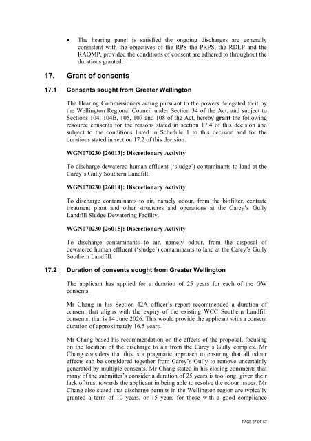 Decision report- Carey's Gully Sludge Dewatering Facility - Greater ...