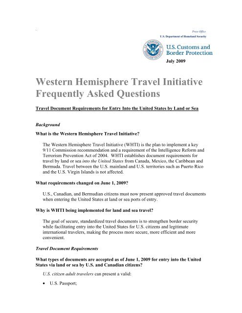 western hemisphere travel initiative requirements