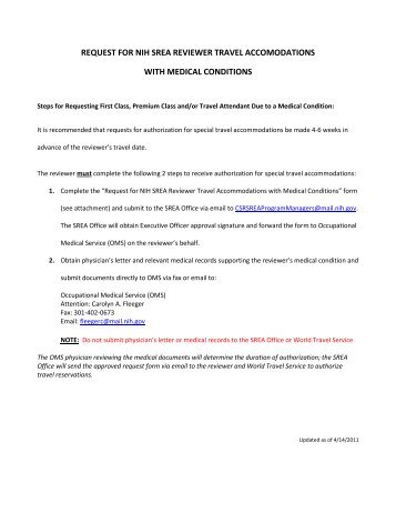 Requests for Travel Accommodations due to Medical Conditions