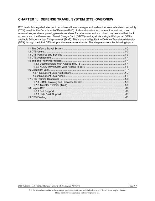 Chapter 1 Defense Travel System Dts Overview Dtmo