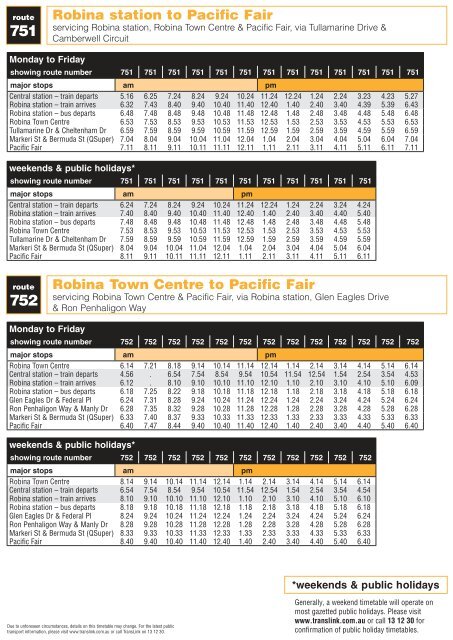 Route 751, 752 timetable - TransLink