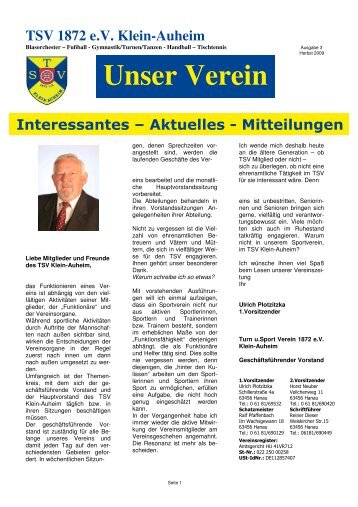 Unser Verein - TSV Klein Auheim
