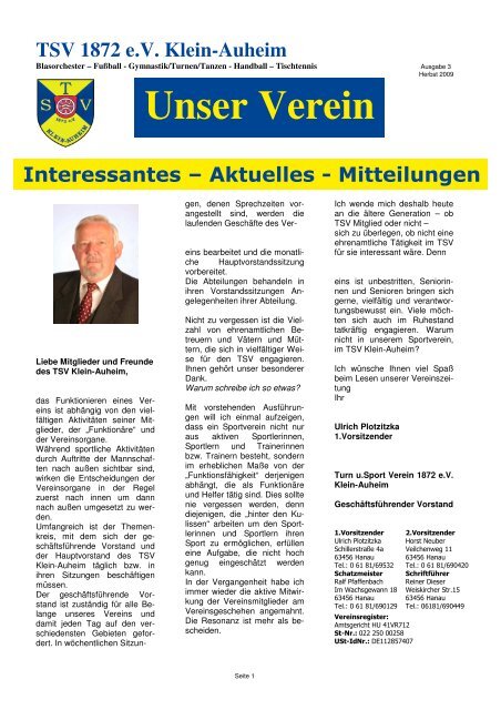 Unser Verein - TSV Klein Auheim