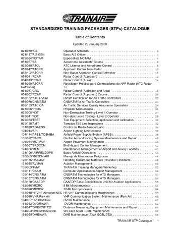 STANDARDIZED TRAINING PACKAGES (STPs) CATALOGUE - ICAO