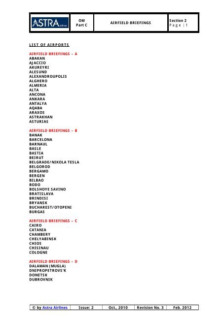 OM Part C AIRFIELD BRIEFINGS Section 2 Page |1 ... - Astra Airlines