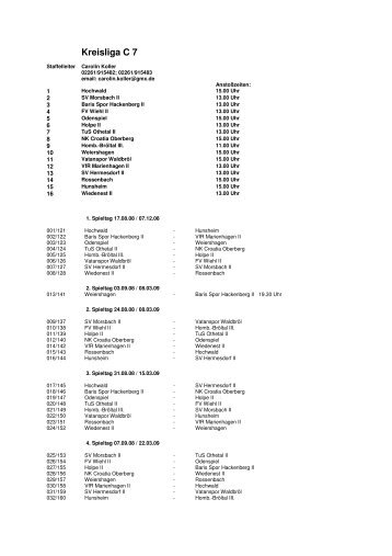 Spielplan 2Mannschaft - TuS Othetal