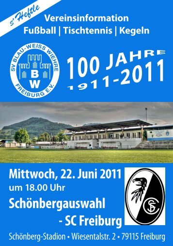Heftle zum Spiel Schönbergauswahl - SC Freiburg am 22.06
