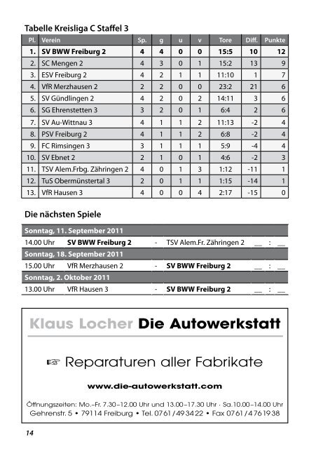 11.09.2011 SV Blau-Weiss Wiehre gegen TSV