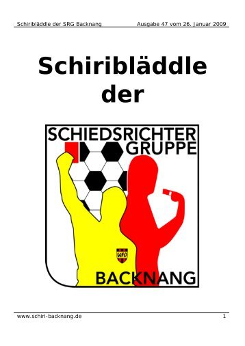Schiri- Bläddle vom 26.01.2009 - der Schiedsrichtergruppe Backnang