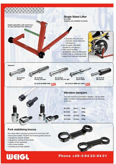 Product line summary for workshop and motorcycle ... - Telefix