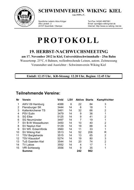 PROTOKOLL - SV Neptun Kiel