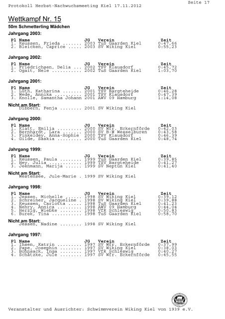 PROTOKOLL - SV Neptun Kiel