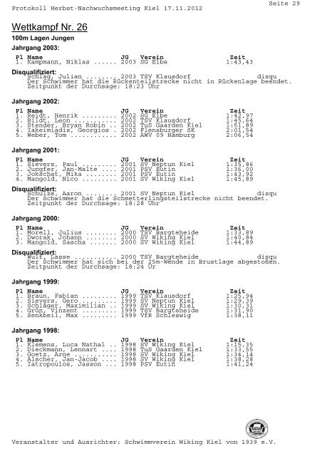 PROTOKOLL - SV Neptun Kiel