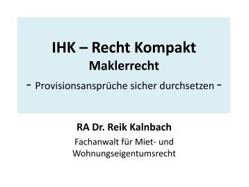 IHK – Recht Kompakt - Dr. Reik Kalnbach