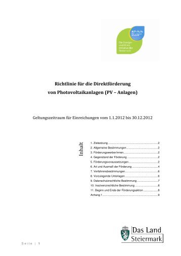 Richtlinie für die Förderung von ... - LandesEnergieVerein Steiermark