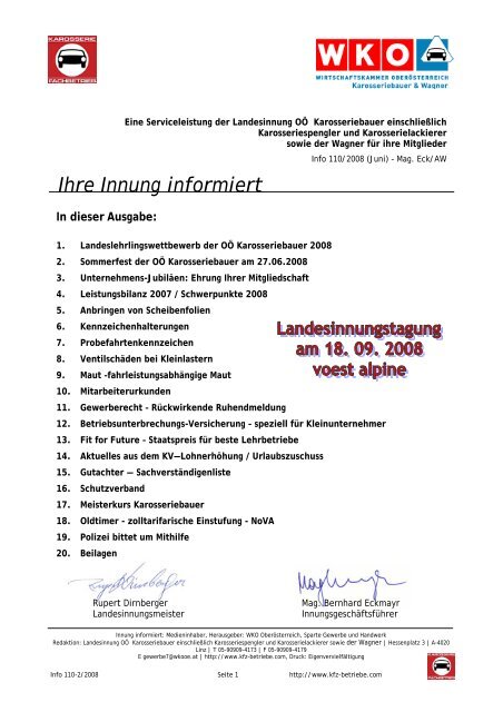 Ihre Innung informiert - karosserie-ooe.at