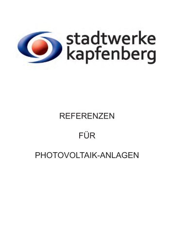 REFERENZEN FÜR PHOTOVOLTAIK-ANLAGEN - Stadtwerke ...