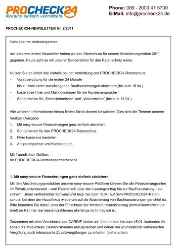 Newsletter 02/2011 - procheck24.de