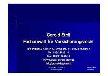 Gerold Stoll Fachanwalt für Versicherungsrecht - ISV-Treffpunkt