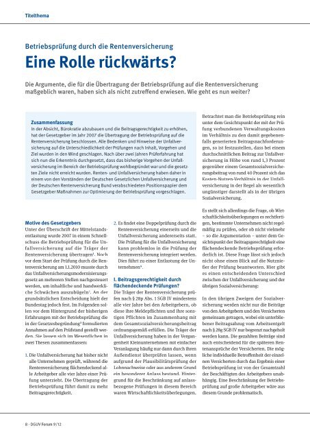 Betriebsprüfung durch die Renten versicherung – ein Erfolgsmodell ...