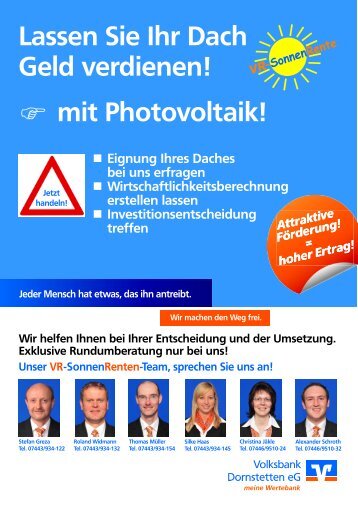 mit Photovoltaik! - Volksbank Dornstetten eG