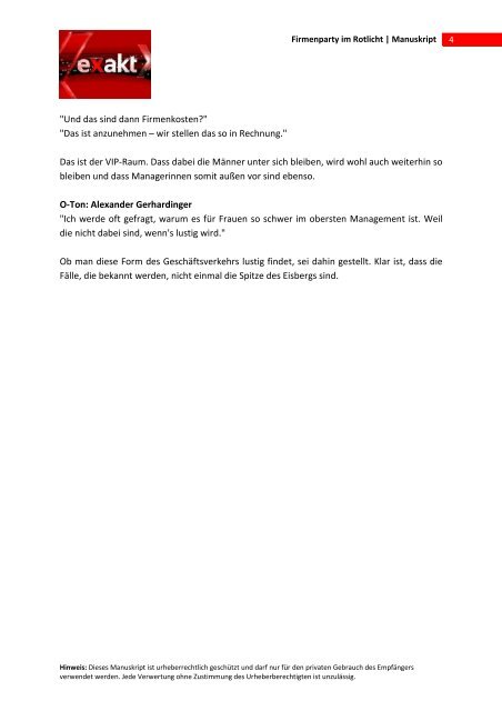 Firmenparty im Rotlicht Bericht: Thomas Datt, Arndt Ginzel ... - MDR