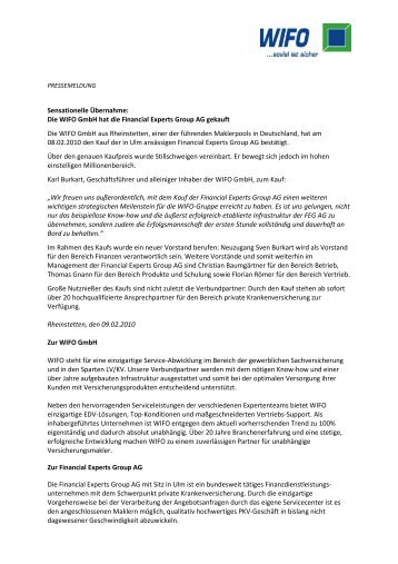 PDF Pressemeldung | PDF - WIFO GmbH