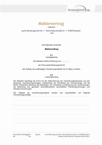 Maklervertrag ass24 Beratungswelt AG neu