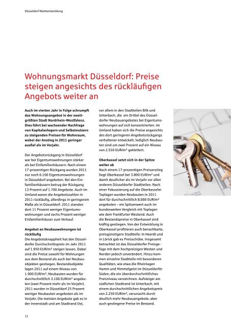 City Report Wohnen 2012 - Stadtsparkasse Düsseldorf