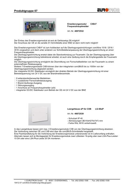comXline-Module zur Erweiterung - Eurotron Sicherheitstechnik GmbH