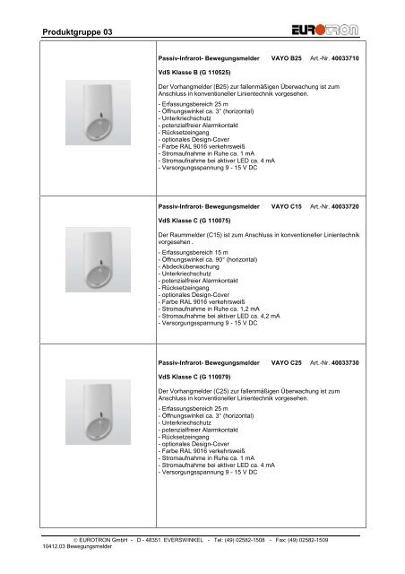 Bewegungsmelder - Eurotron Sicherheitstechnik GmbH