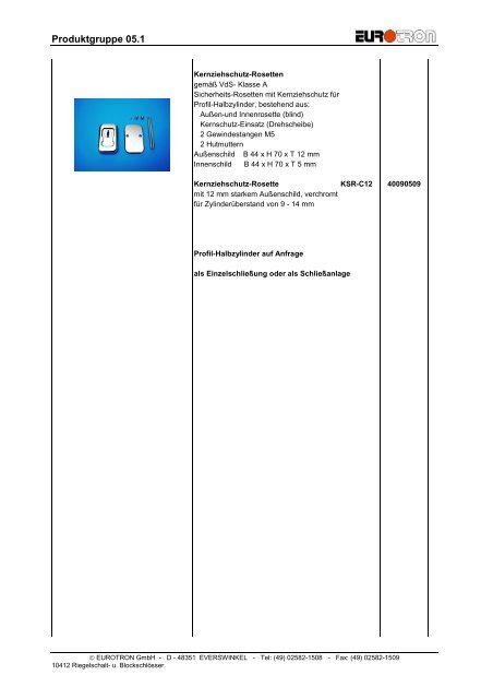 Riegelschalt - Eurotron Sicherheitstechnik GmbH