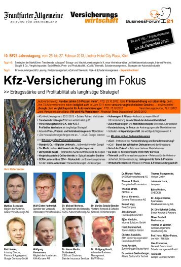 Kfz-Versicherung im Fokus - Businessforum21