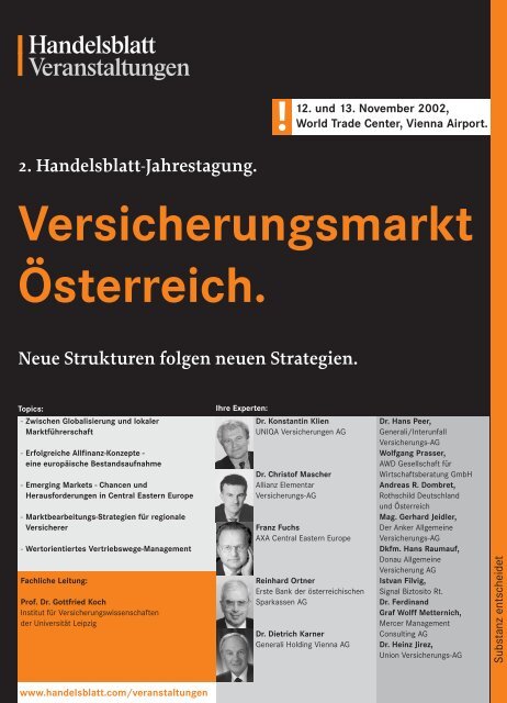 2. Handelsblatt-Jahrestagung. Versicherungsmarkt Österreich.