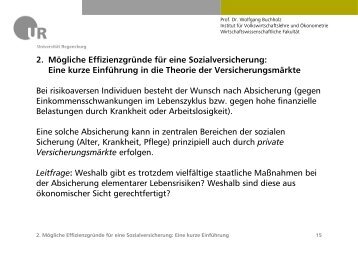 Kapitel 2 - Theorie der Versicherungsmärkte