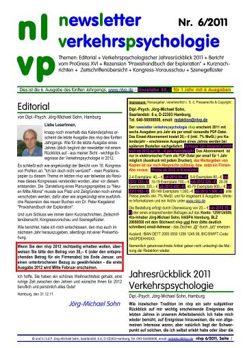 newsletter Nr. 6/2011 verkehrspsychologie - NLVP