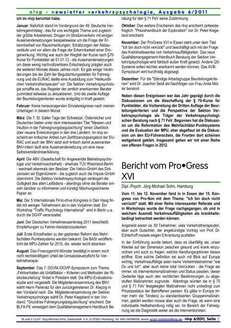 newsletter Nr. 6/2011 verkehrspsychologie - NLVP