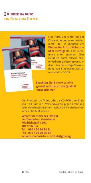 Kinder sichern im Auto – Ratschläge, Tipps, ISOFIX (PDF