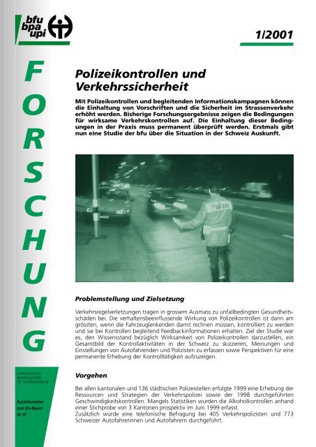 Polizeikontrollen und Verkehrssicherheit (Fachinformationen) - BfU