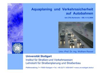 Aquaplaning und Verkehrssicherheit auf Autobahnen - Institut für ...