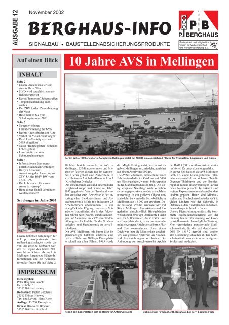Zeitung Ausgabe 12 2002.cdr - Peter Berghaus Verkehrstechnik