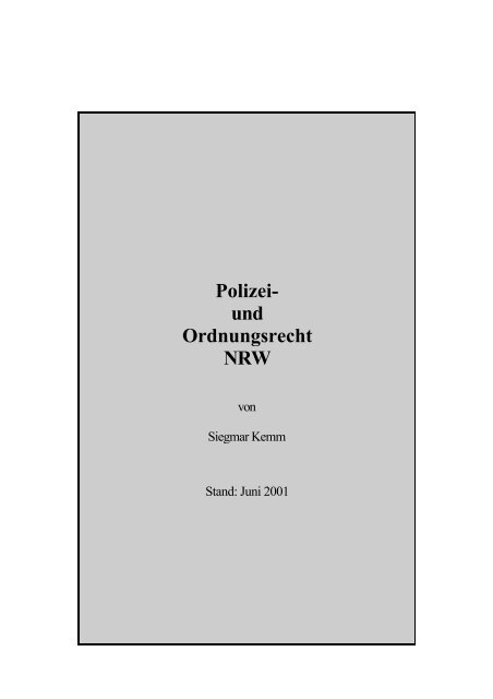 Polizei Und Ordnungsrecht Nrw Polizei- und Ordnungsrecht NRW - go-jura