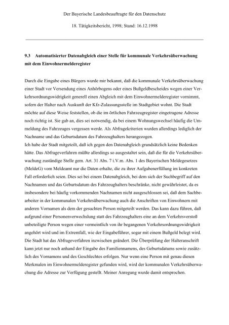 18. TB - Bayern - Datenschutzbeauftragter