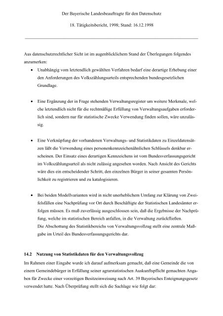 18. TB - Bayern - Datenschutzbeauftragter